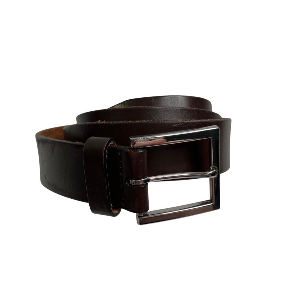 Banana Republic Brown Leather Belt Silver Buckle Mens Size 34
